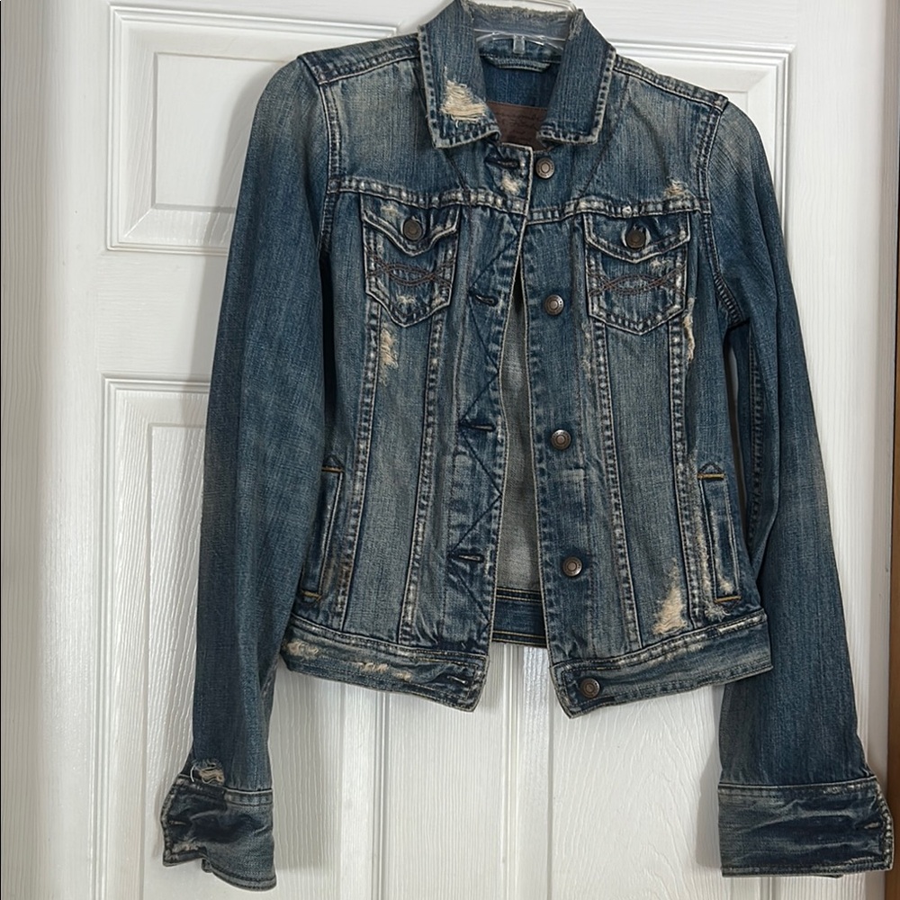 Abercrombie and Fitch Denim Jean Jacket distressed